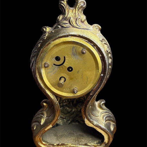 Bronze Table Clock with Baroque Decoration used, West Germany Mechanism