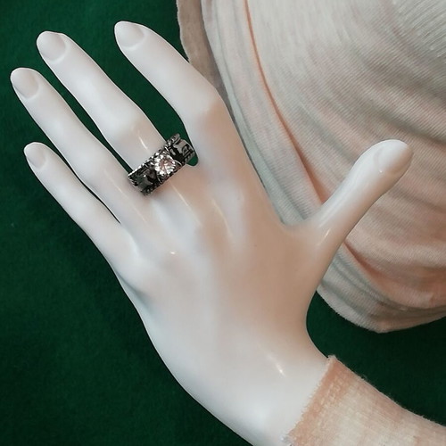 Steel solitaire ring bronze with transparent zircon new