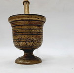 Antique brass mortar and pestle used, heavy, patina