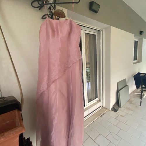 Evening dress pink with rhinestones used, size M
