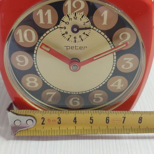Peter vintage metal alarm clock, new in box, 1960s