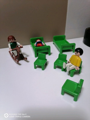 Playmobil Geobra 1981 used, figures with furniture and rocking horse