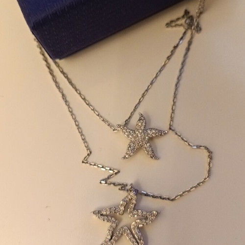 Swarovski Holly Starfish Double Strand Necklace new, silver