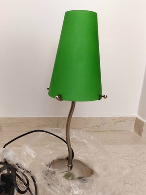 Table lamp with green glass shade new