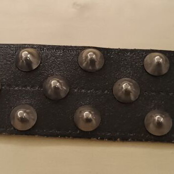 Leather belt with studs used, black, size 90, 1985
