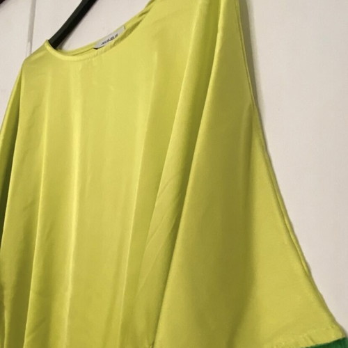 Lime satin short dress new with feathers and chain belt