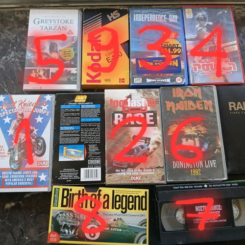 Used collectible 90's video cassettes, various themes