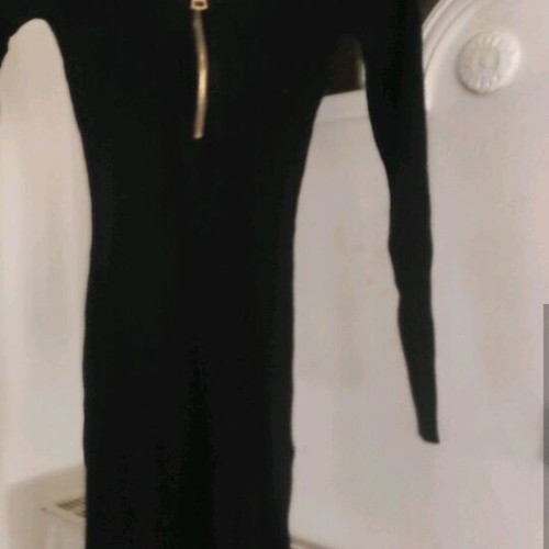 Rib knitted elastic dress new, black A-Style