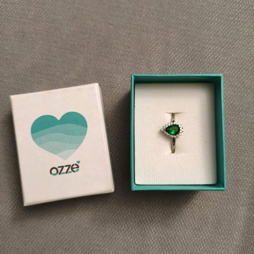 Silver ring 925 new, green, diameter 18.1mm