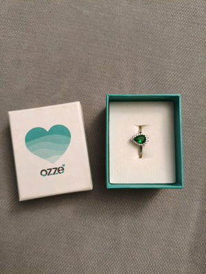 Silver ring 925 new, green, diameter 18.1mm