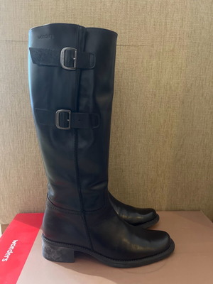 Wonders Boots New Black Size 38 Leather With Buckles