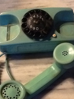 Τηλέφωνο βιντάζ μεταχειρισμένο, πράσινος βακελίτης 1970
