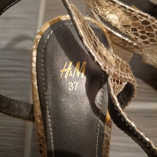 H&M women's gold sandals new, 8cm heel size 37