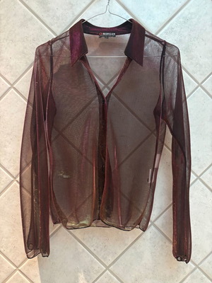 Morgan transparent shirt like new in burgundy with gold details