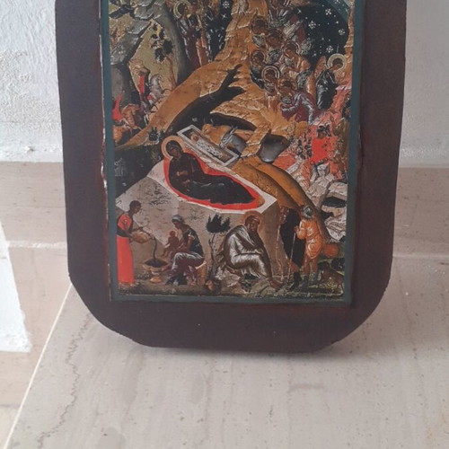 Wooden handmade icon The Nativity new