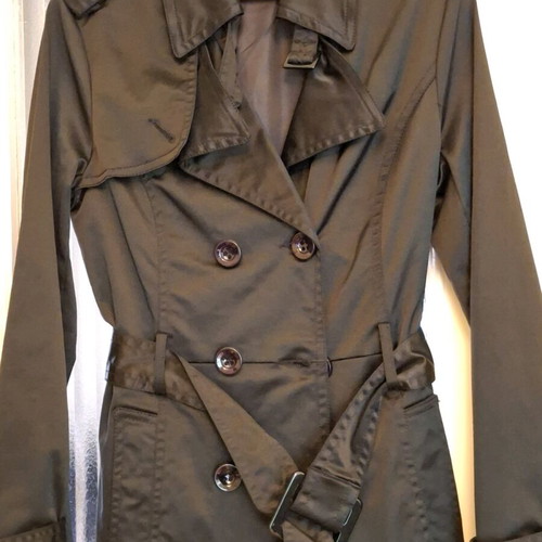 B. STYLE satin trench coat large black like new