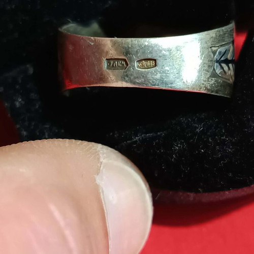Antique Russian Silver Ring 875 Mark With Gilded Coating Like New
