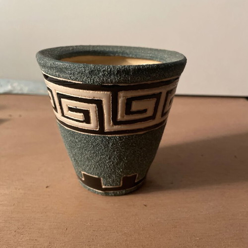 Ceramic small flowerpot Meander with design 9.5x9.5 new