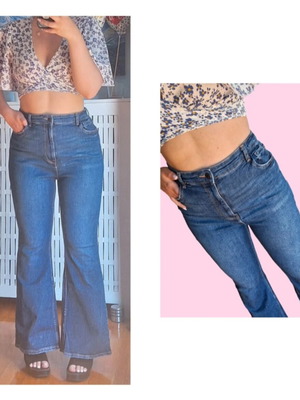 Boohoo Dark Blue High-Waisted Jeans XL like new, stretchy denim