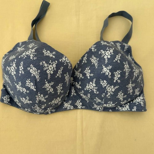 Blue bra with floral pattern like new, size M