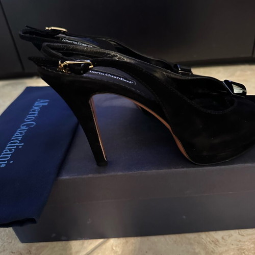 Alberto Guardiani black suede sandals like new, 10cm heel