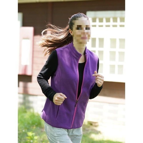 Fuinloth women's lightweight fleece vest with high collar and pockets, purple, XL