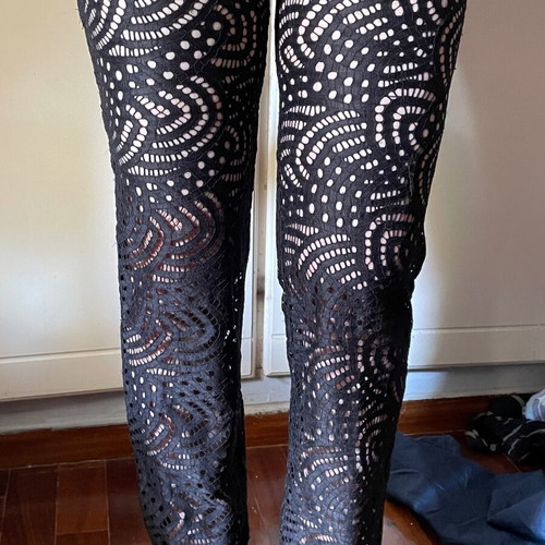 Comme Des Fuckdown lace pants with fuchsia elastic logo, like new