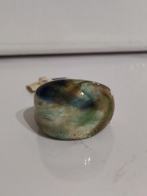 Murano ring size 54 new, multicolor glass with 24k gold leaf