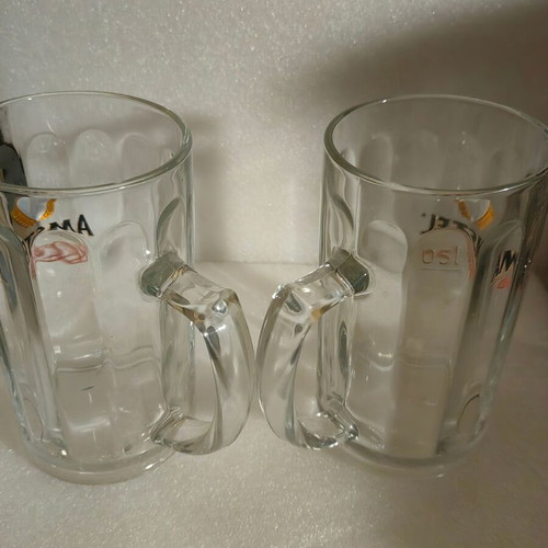 Amstel beer glasses used, set of 2