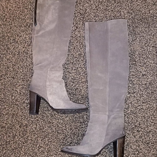 Suede leather grey high boots like new, size 37