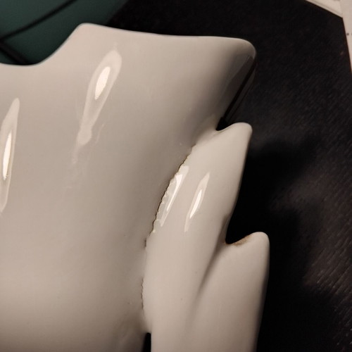 Porcelain vases pair used, baroque rococo style from 1940s