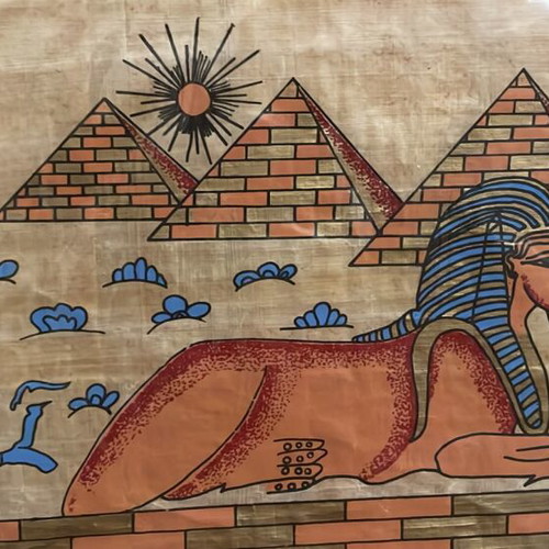 Papyrus paintings set of 2 new, Egypt motifs