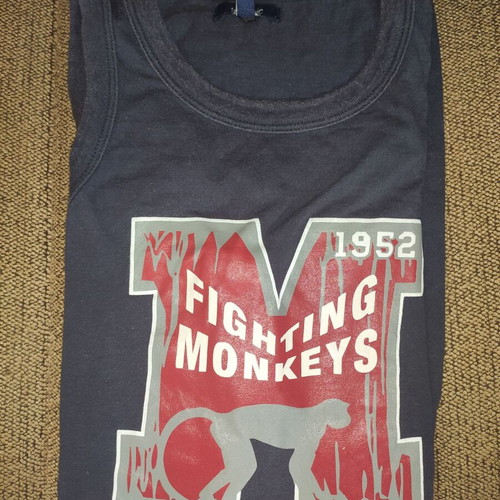 Tex Basic Fighting Monkeys sleeveless T-shirt navy blue like new
