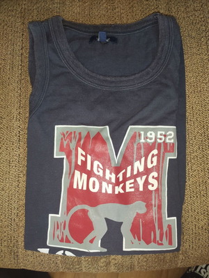 Tex Basic Fighting Monkeys sleeveless T-shirt navy blue like new