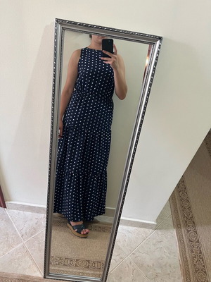 Maxi dress blue polka dot A-Style like new