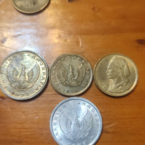 Coins Greece like new, 1973 and 1976, set of 8 pieces
