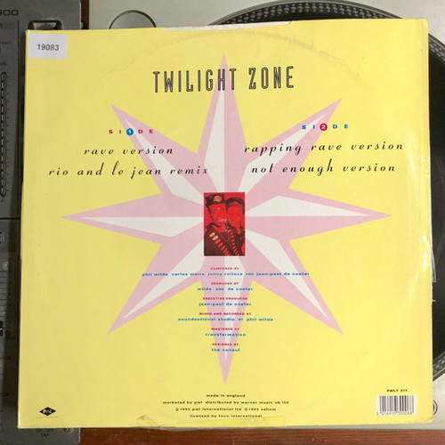 2 Unlimited Twilight Zone vinyl 12" 45 RPM used, electronic