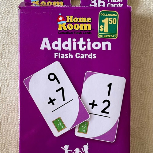 Addition flash cards used, set of 36 double-sided