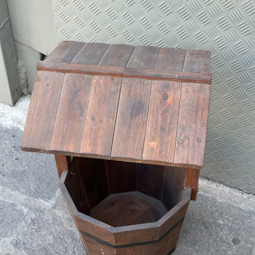 Decorative wooden wishing well for planter used