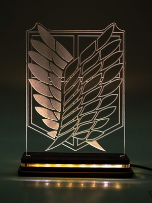 LED lamp Attack on Titans Wings of Freedom new with wooden base