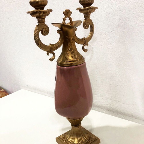 Vintage Riprod Vietata CC Art 2598 candlestick like new with hand-painted bird design