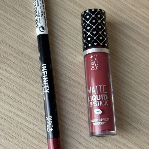 Dust + Cream Infinity Lip Definer and Matte Liquid Lipstick set, deep pink berry