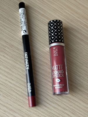 Dust + Cream Infinity Lip Definer and Matte Liquid Lipstick set, deep pink berry