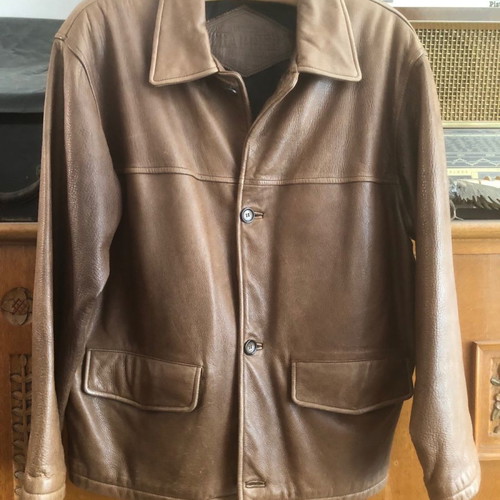 Trapper leather jacket coat new brown size 50 Italian