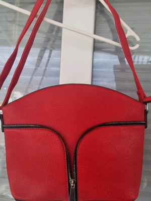 Crossbody bag new red leatherette with adjustable strap