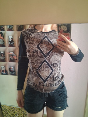 Grunge style μακρυμάνικο τοπ σαν καινούργιο, μαύρο και γκρι, μέγεθος S