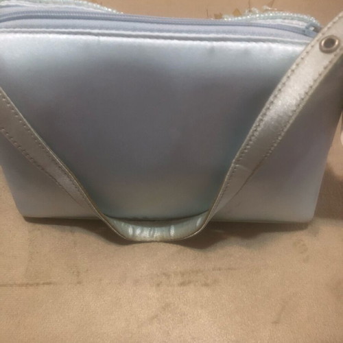 Satin blue hand bag like new with sequins