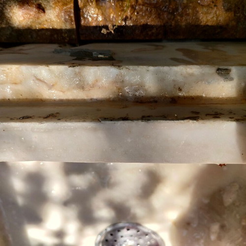 Marble sink basin used, white Penteli marble