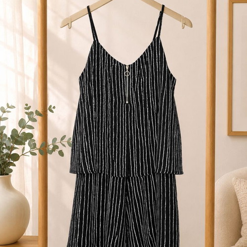 Mango Casual Playsuit striped black and white size S like new