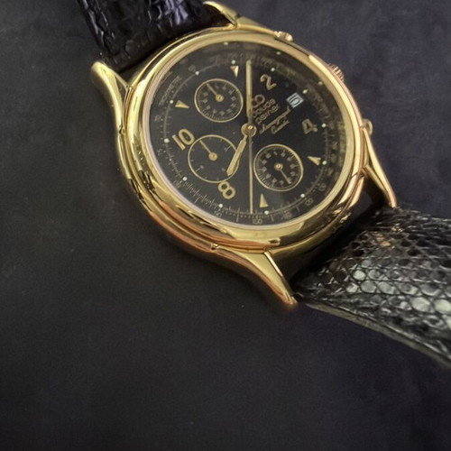 Claude Perrier Chronograph Gold Plated Watch vintage 1990, like new